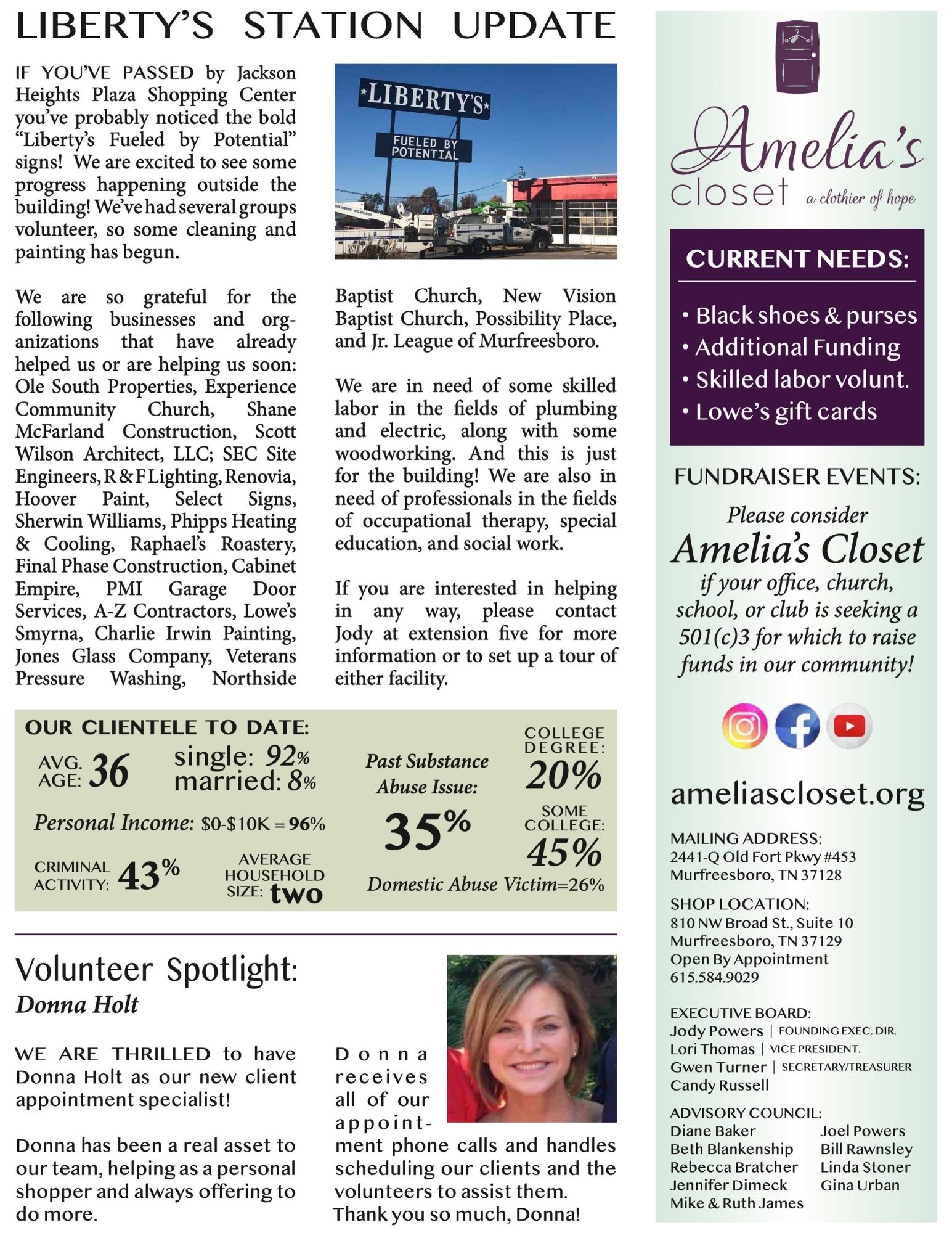 Amelias Closet Newsletter December 2020 pg 2